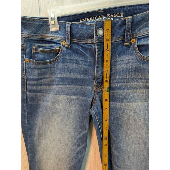 American Eagle Women’s Original Boot Jeans Size 12 Reg Dark Wash Super Stretch - Picture 10 of 11